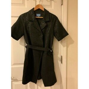 New Simply Vera Wang Black Silver Metallic Belted Short Sleeve Jacket Size S